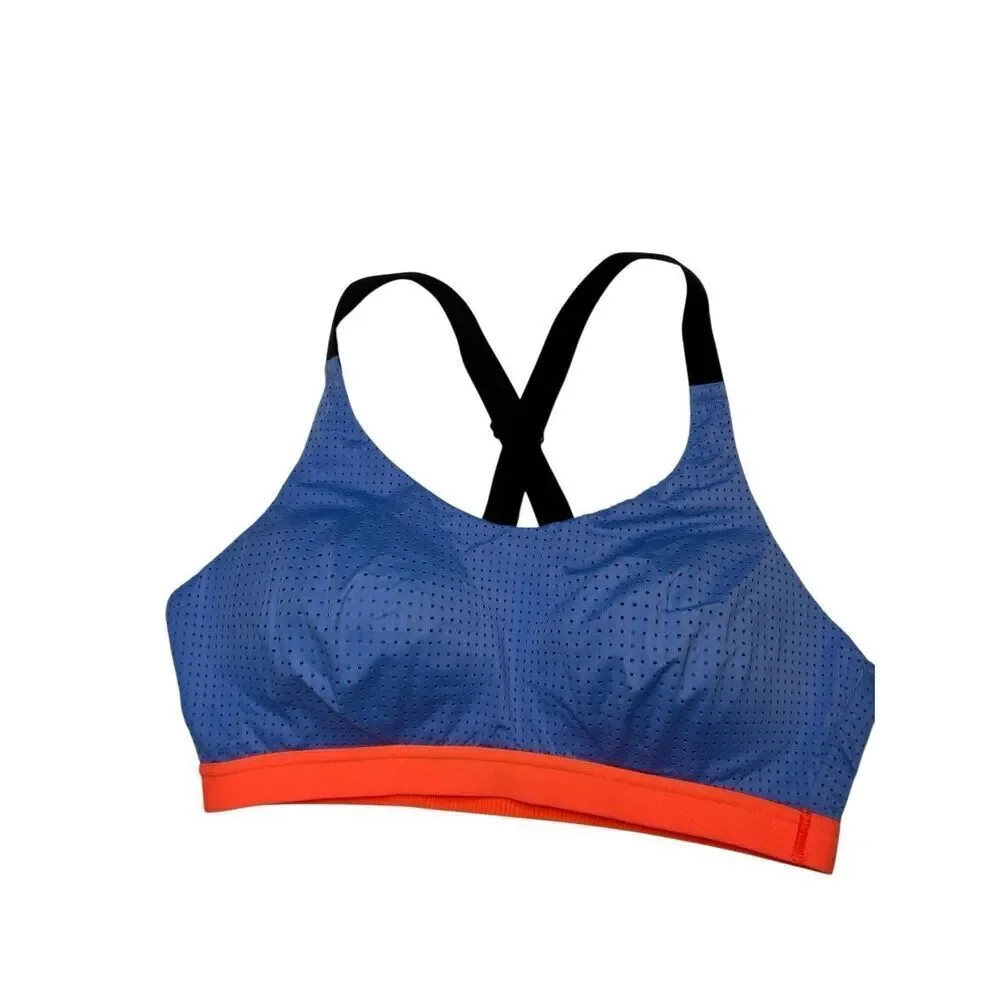 Victoria Secret Sport Blue & Orange Racerback Sports Bra Size 36B Padded Mesh - Picture 1 of 6